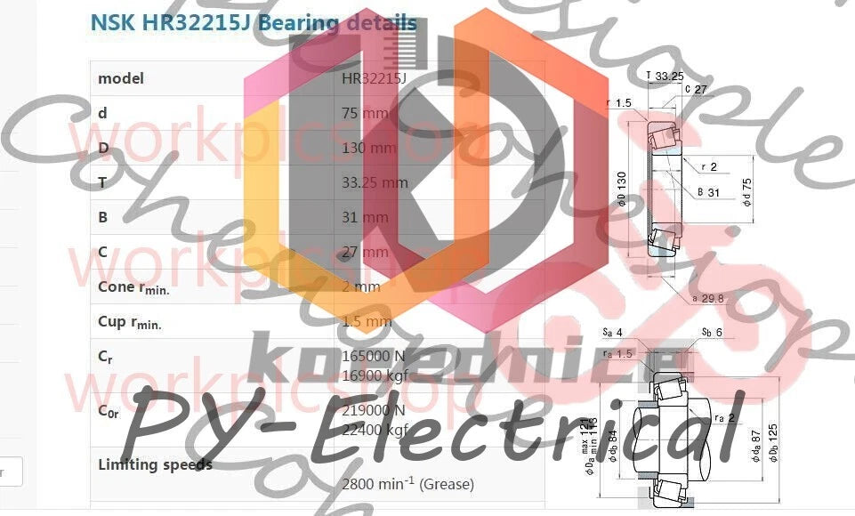 NSK HR32215J Tapered Roller Bearings 75x130x33.25mm #CP