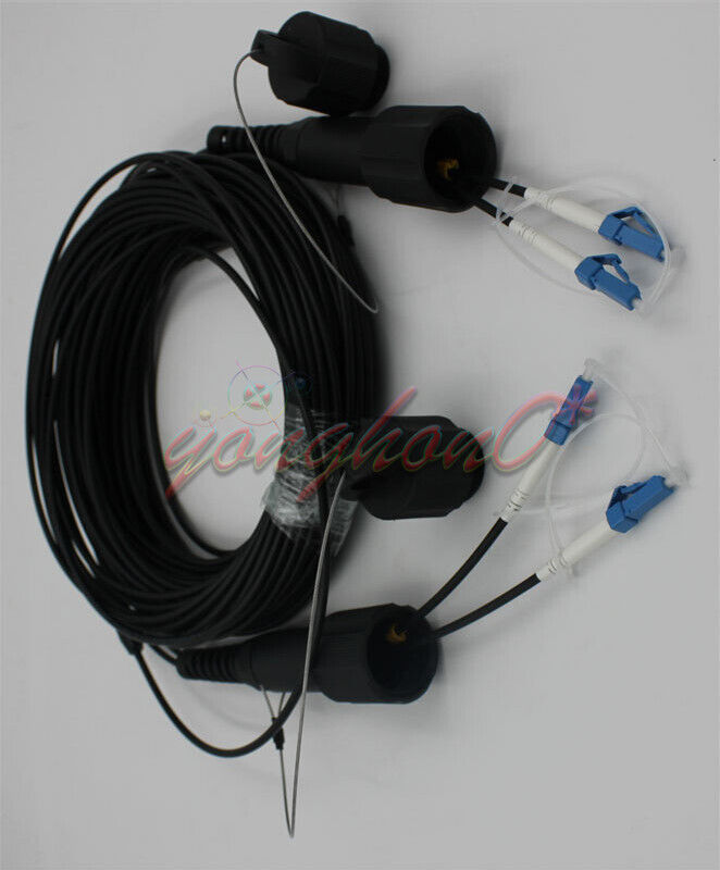 used 150M LC-LC UPC SM Duplex Armored Field TPU Optical Patch Cord Waterproof Head - KOEED