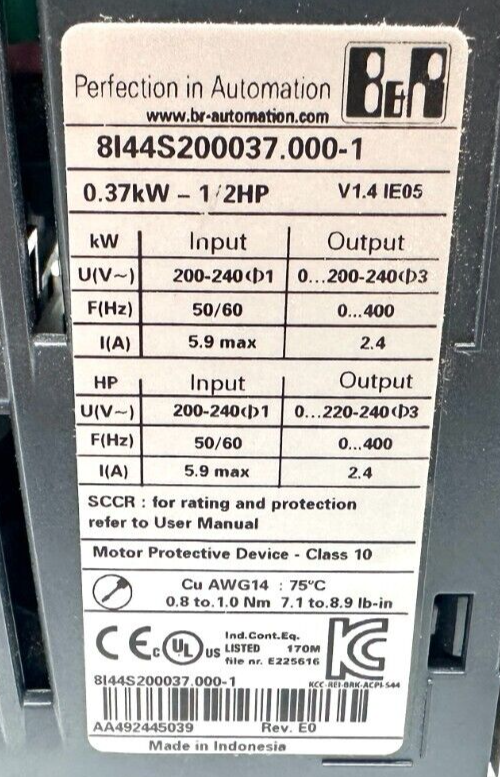 used B&R 8I44S200037.000-1 Acopos Inverter - B&R