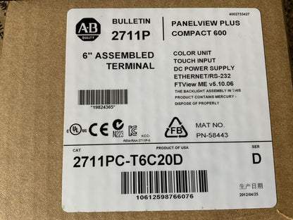 Allen-Bradley 2711PC-T6C20D PanelView Plus 6 Graphic Terminal - ALLEN-BRADLEY
