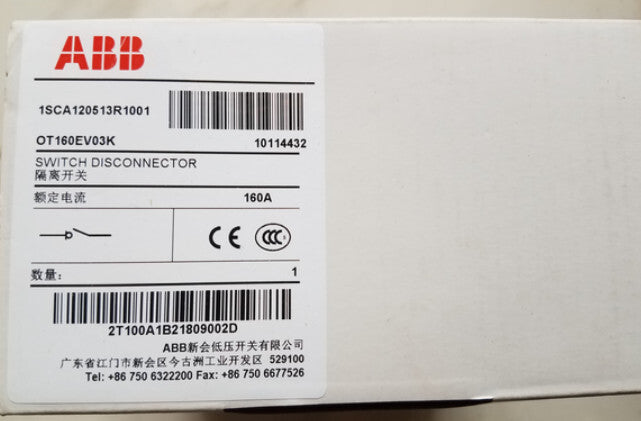 1PCS ABB OT160EV03K 1SCA120513R1001 SWITCH DISCONNECTOR 160A