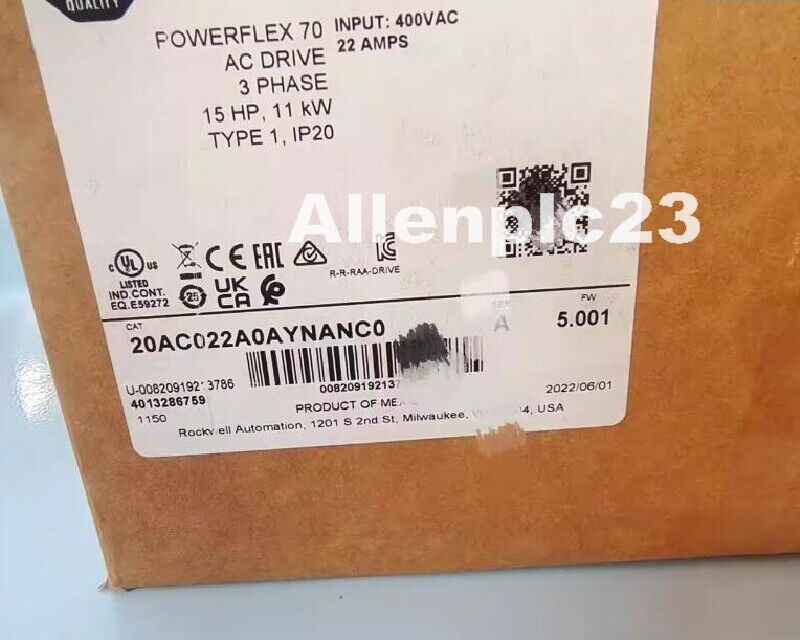 New PowerFlex 70 AC Drive 20A (Model: 20AC022A0AYNANC0) - POWERFLEX