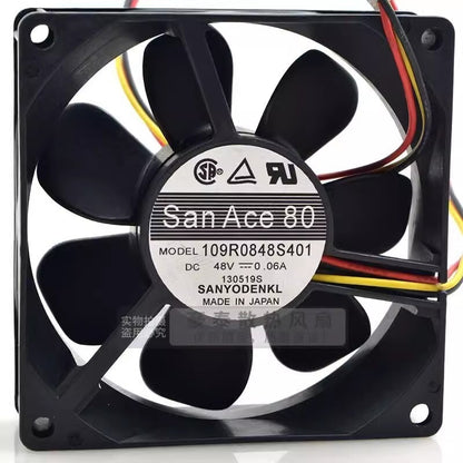 SANYO 109R0848S401 8025 DC48V 0.06A 8CM 3-Wire Server Cooling Fan