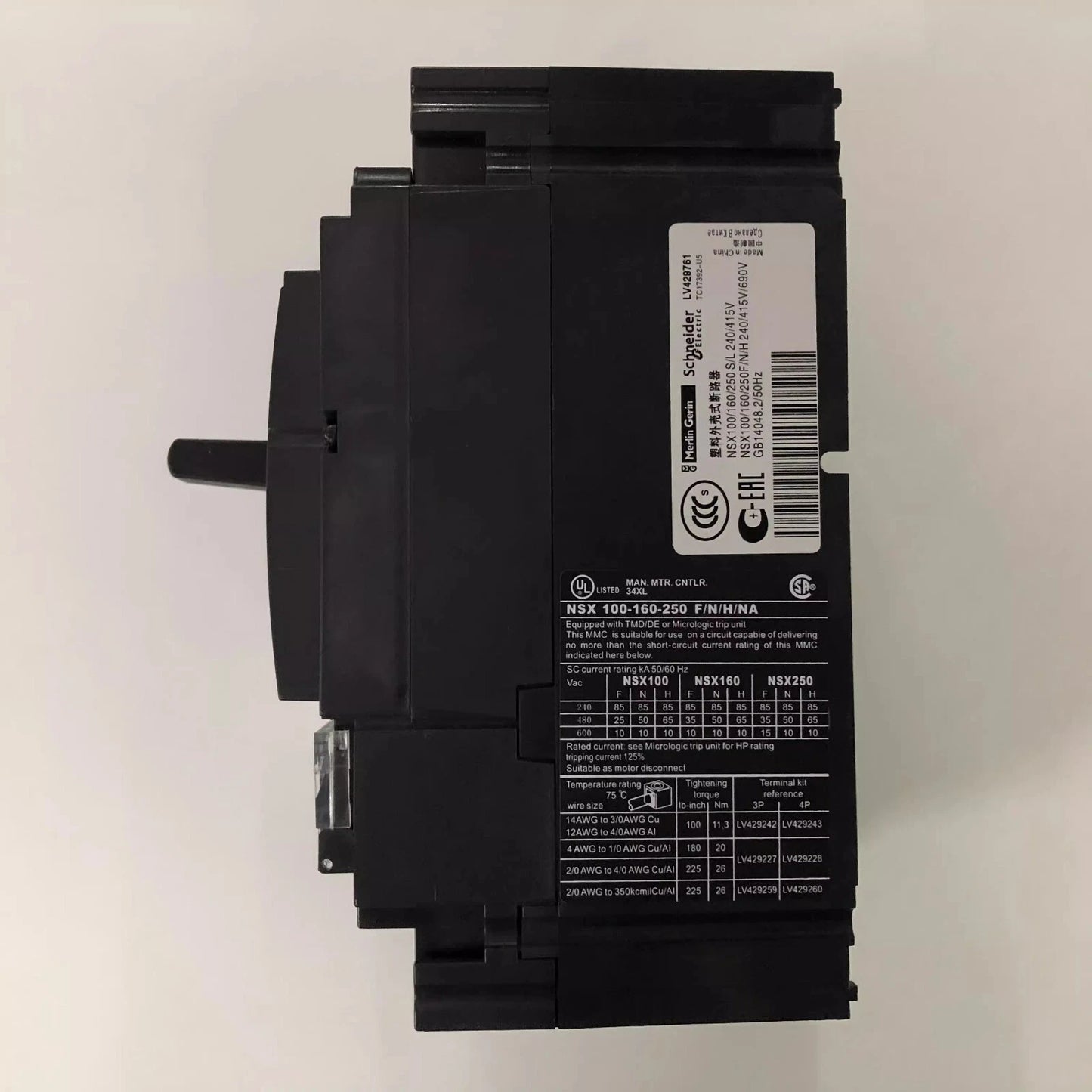 1PCS for NSX100H 3P MA50 LV429761 Air Switch Molded Case Circuit Breaker