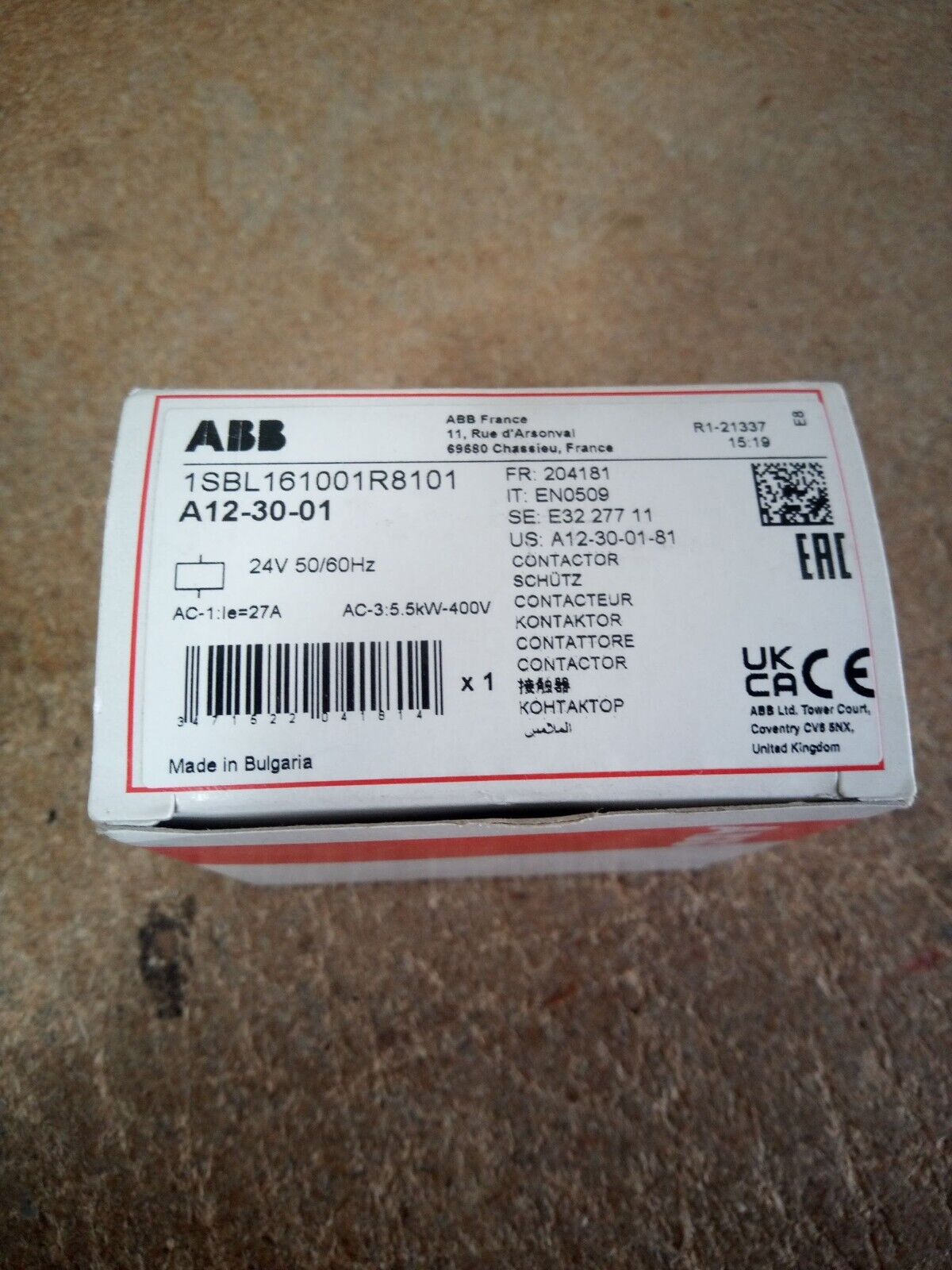 ABB A12-30-01 120V Contactor - ABB