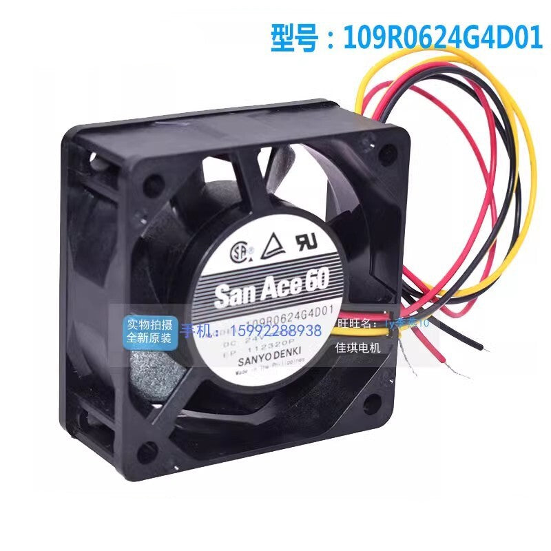 SANYO 109R0624G4D01 24V 0.13A 6025 60MM 3-Wire Inverter Cooling Fan