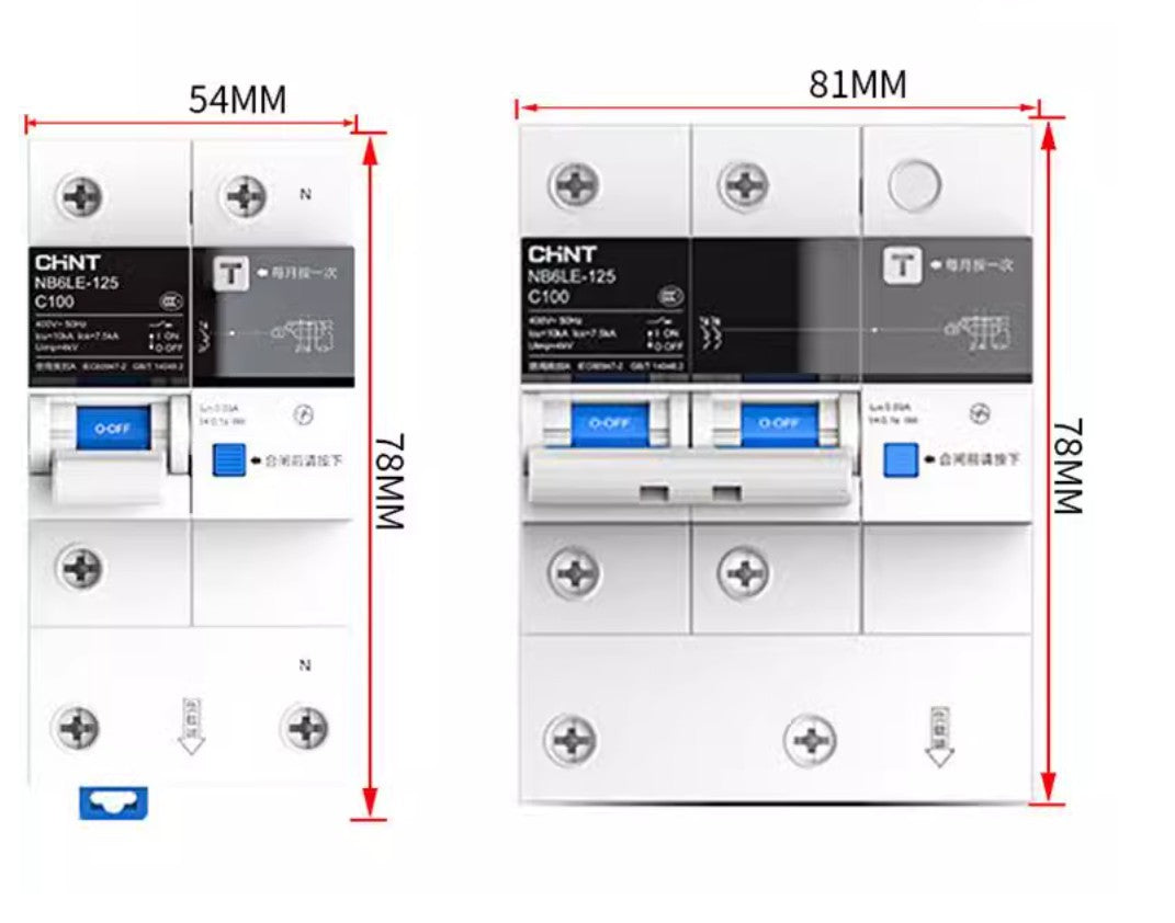 Chint NB6LE Series NB6LE-125 Circuit Breaker Leakage Protector C-Type