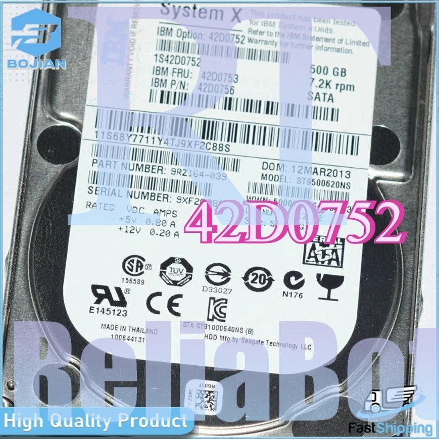 42D0752 IBM 42D0753 42D0756 500GB 7200 RPM SFF 2.5'' SATA HDD Hard Drive