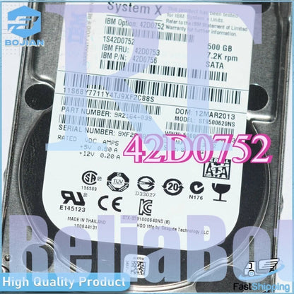 42D0752 IBM 42D0753 42D0756 500GB 7200 RPM SFF 2.5'' SATA HDD Hard Drive