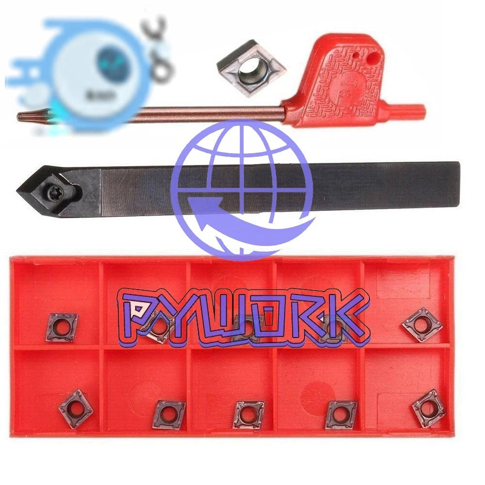 10mm SCMCN1010H06-80 CNC Turning Tool Holder + 10Pcs CCMT060204 Carbide Inserts