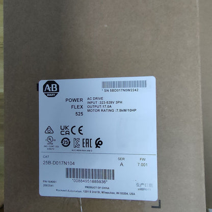 Allen-Bradley PowerFlex 525 AC Drive 480V 7.5KW New Model 25B-D017N104 - ALLEN-BRADLEY