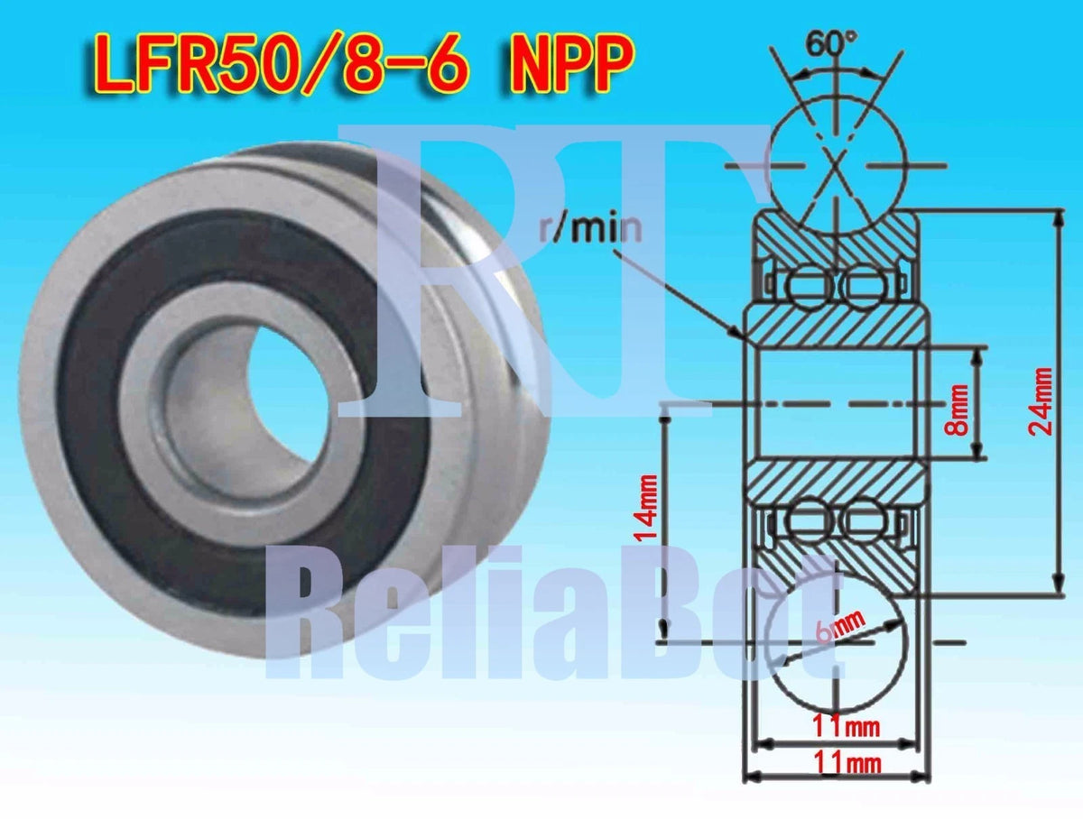 10pcs id 8mm dw 6mm LFR50/8-6NPP U Groove Roller Track Bearing Guide