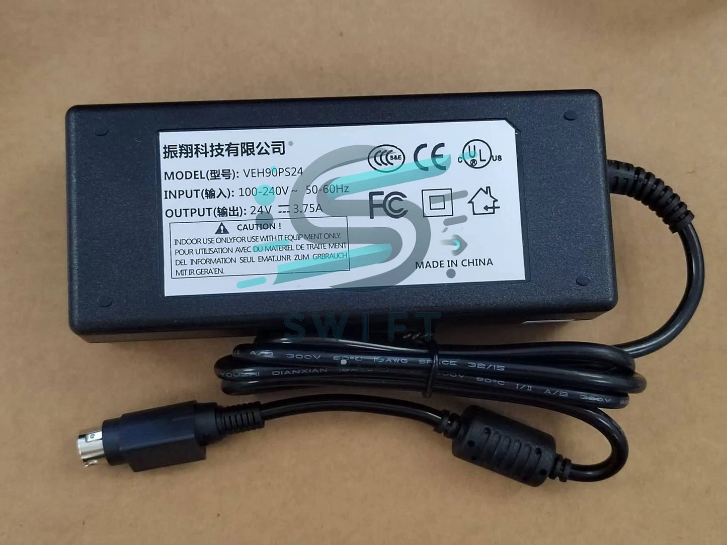 for XP Power VEH90PS12, VEH90PS24 Universal Power Adapter 4-pin Plug