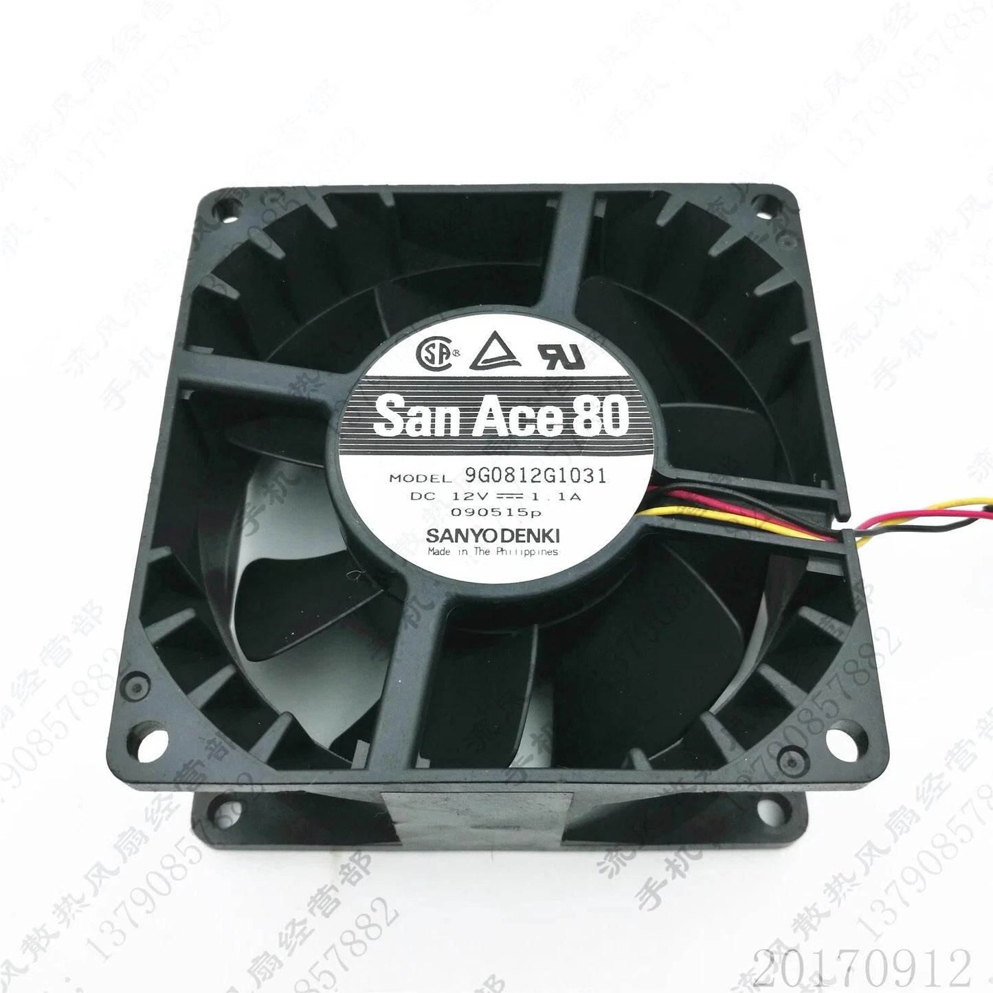 Sanyo 9G0812G1031 8038 DC12V 1.1A 8CM 3-Wire Server Cooling Fan