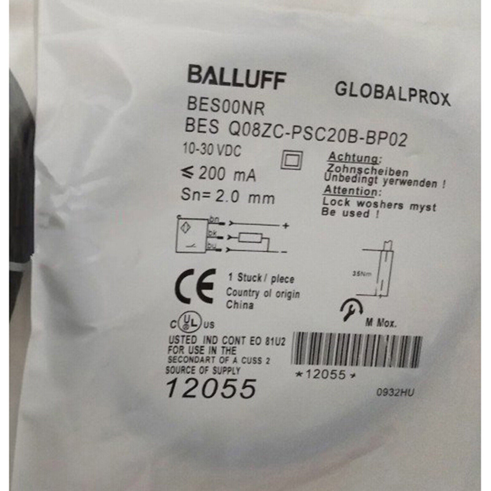 New ONE Balluff Proximity Switch BES Q08ZC-PSC20B-BP02 Fast - BALLUFF