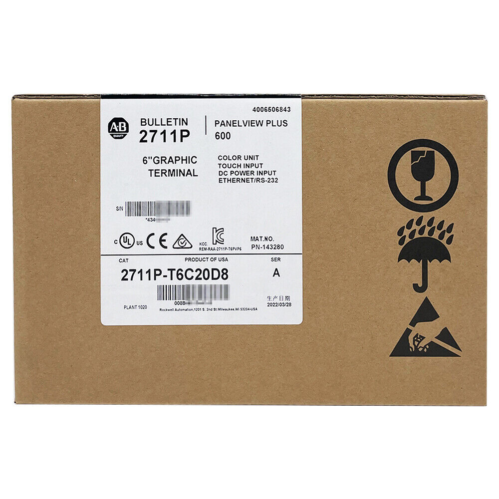 Allen-Bradley 2711P-T6C20D8 PanelView Plus 6 Graphic Terminal - Unique Model - ALLEN-BRADLEY