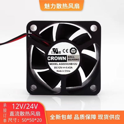 CROWN AGE05020B12U 5020 DC12V 0.43A 2-Wire Inverter Cooling Fan