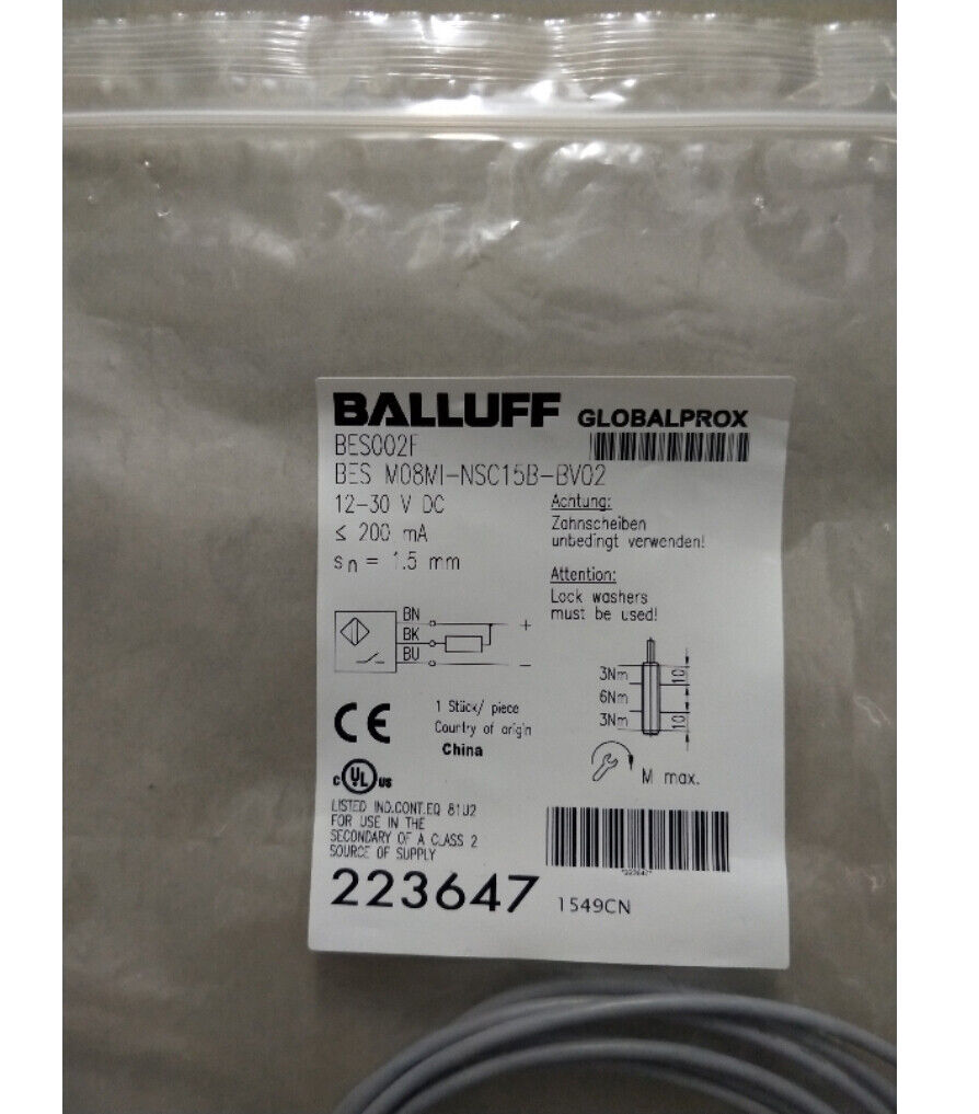 Balluff Proximity Switch M08MI-NSC15B-BV02 - BALLUFF
