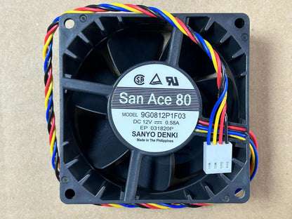 new Sanyo 9G0812P1F03 8038 12V 0.58A server 4-wire temperature control cooling fan