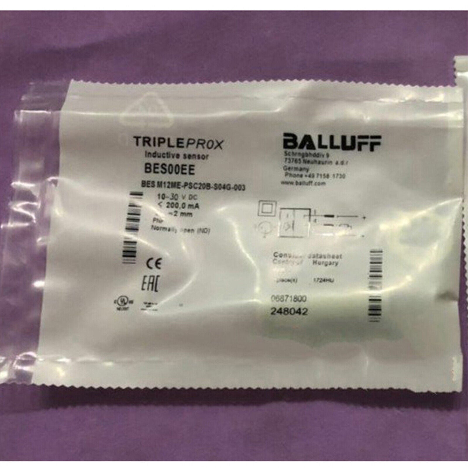 Proximity Sensor M12ME-PSC20B Stock - BALLUFF