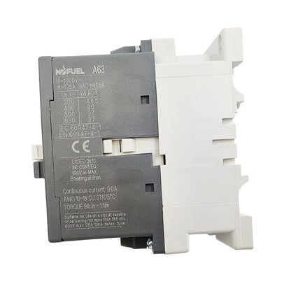 New A63-30 Contactor 120V, 3P AC 63A, coil, perfect for industrial use - ELECTROTECH