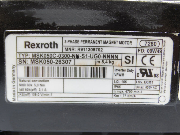 BOSCH MSK050C-0300-NN-S1-UG0-NNNN SERVO MOTOR - BOSCH