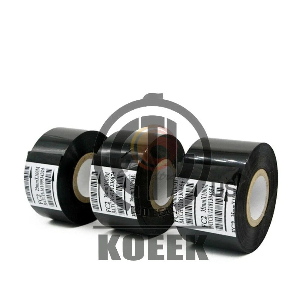 6 PCS FC2 30mm x 100m For Coder Printer Machine Black Hot Stamp Ribbon