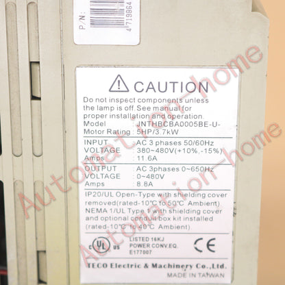 Used TECO Inverter 3.7KW 380V, Good Condition - TECO