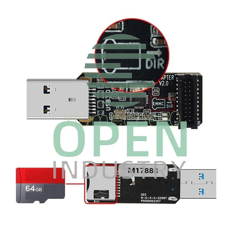 1PCS For EMMC ADAPTER V2 USB3.0 Reader MKS EMMC Module Micro SD TF Card MKS Pi