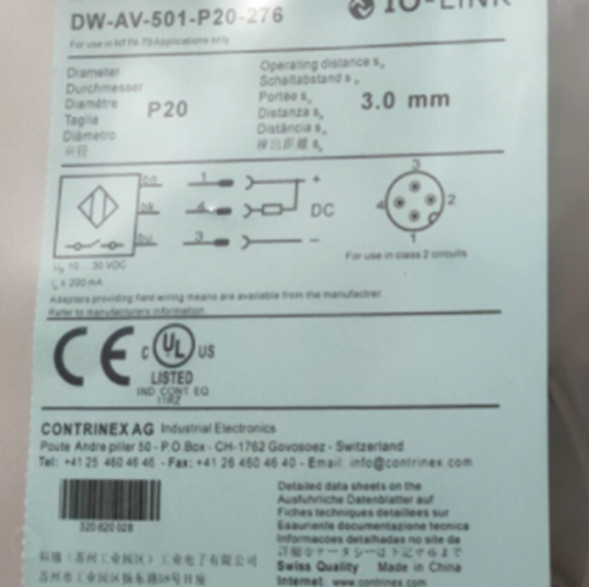 CONTRINEX DW AV 501 20 276 Proximity Switch - CONTRINEX