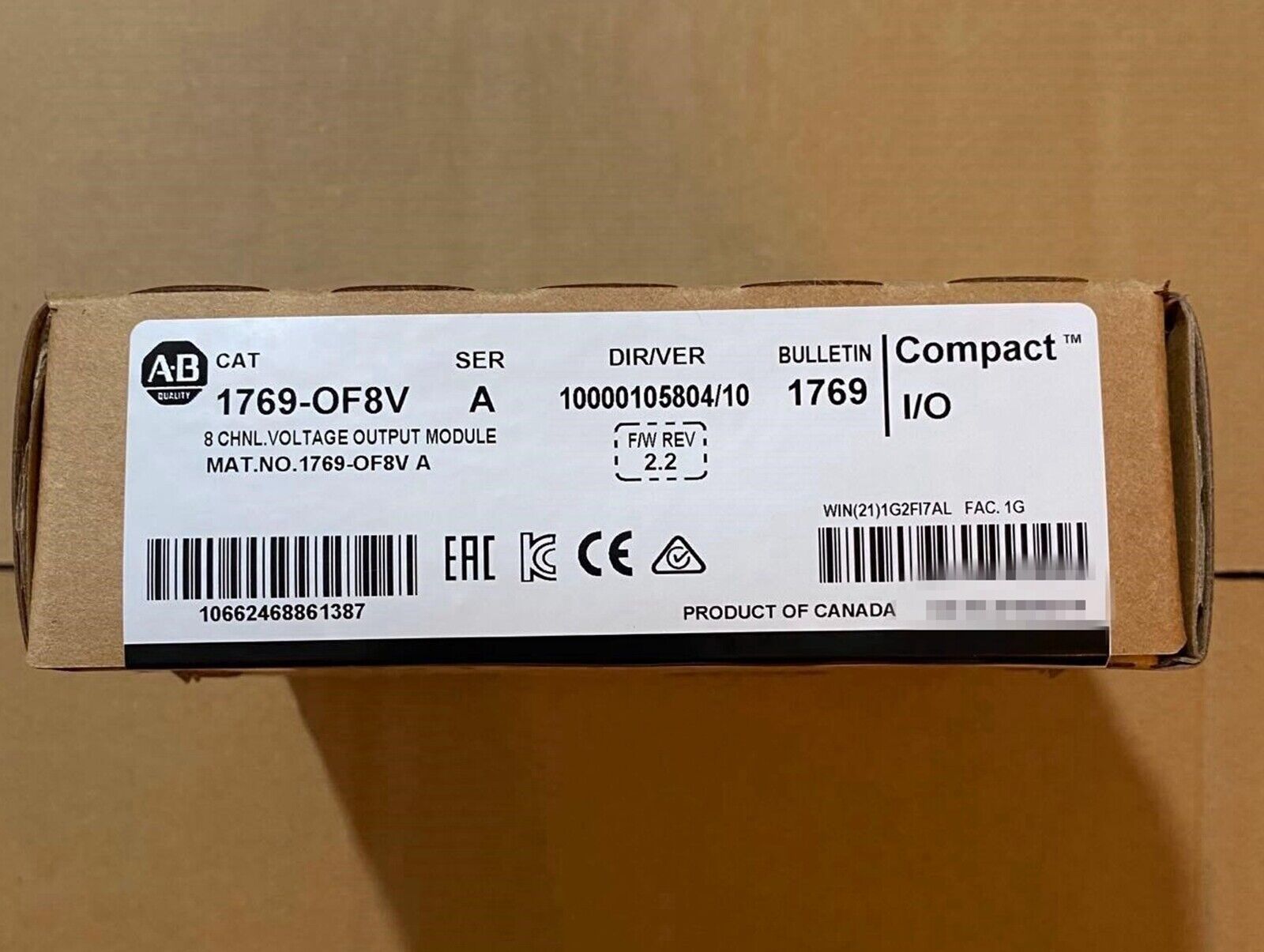 Sealed Allen-Bradley 1769-OF8V: 8-Channel Analog Output Module - ALLEN-BRADLEY