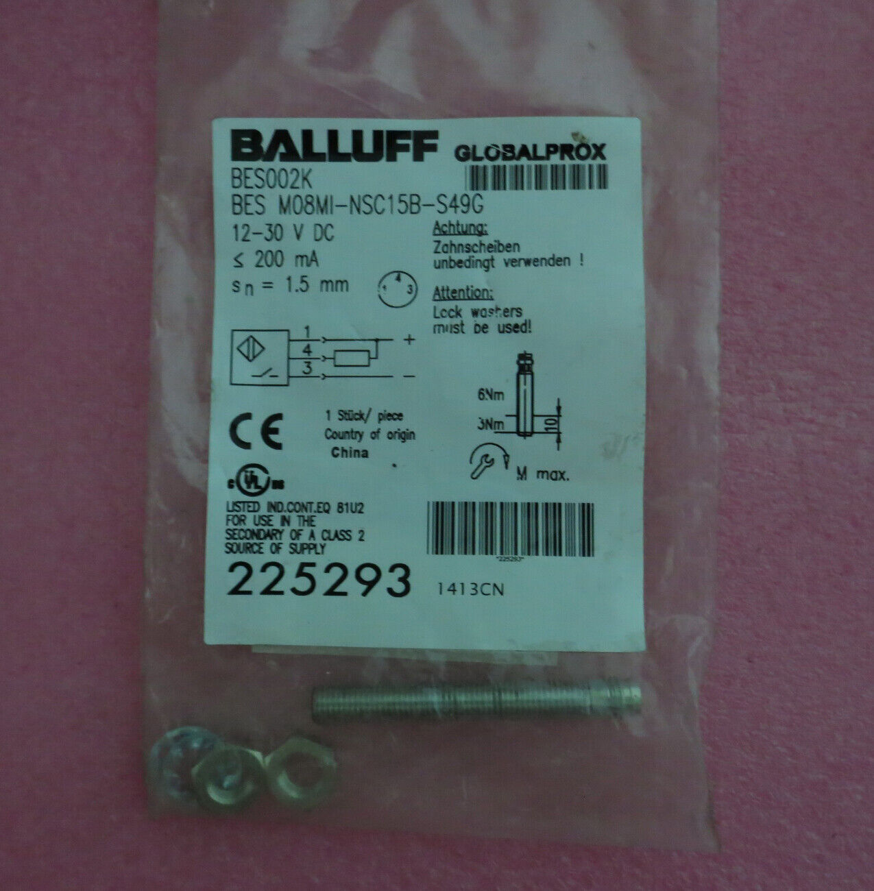 BES Proximity Switch Sensor, BES M08MI-NSC15B-S49G, Fast Ship - BALLUFF