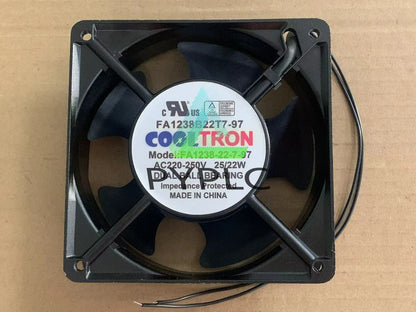 1 pcs COOLTRON Fan FA1238B22T7-97 AC 220V-250V 25/22W 12038 12CM 2 Wire~