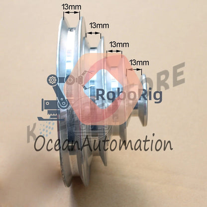 OD 130mm, 4 Step Pulley 16mm Bore for 1/2" = 12.7mm Belt width - Cast Aluminum~