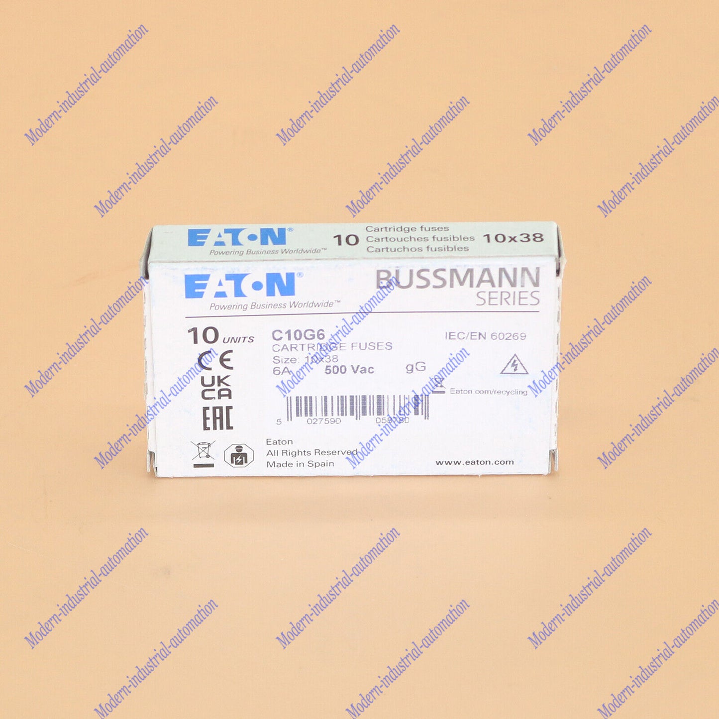 new 10pc eaton Bussmann C10G6 (6Amp) 6A 500Vac Cartridge Fuse 10x38mm - BUSSMANN