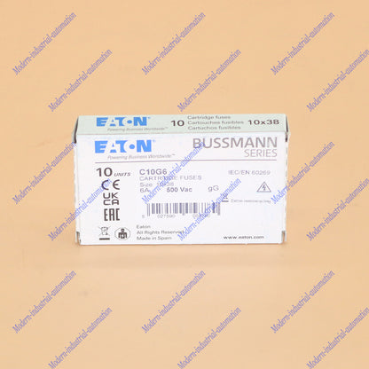 new 10pc eaton Bussmann C10G6 (6Amp) 6A 500Vac Cartridge Fuse 10x38mm - BUSSMANN