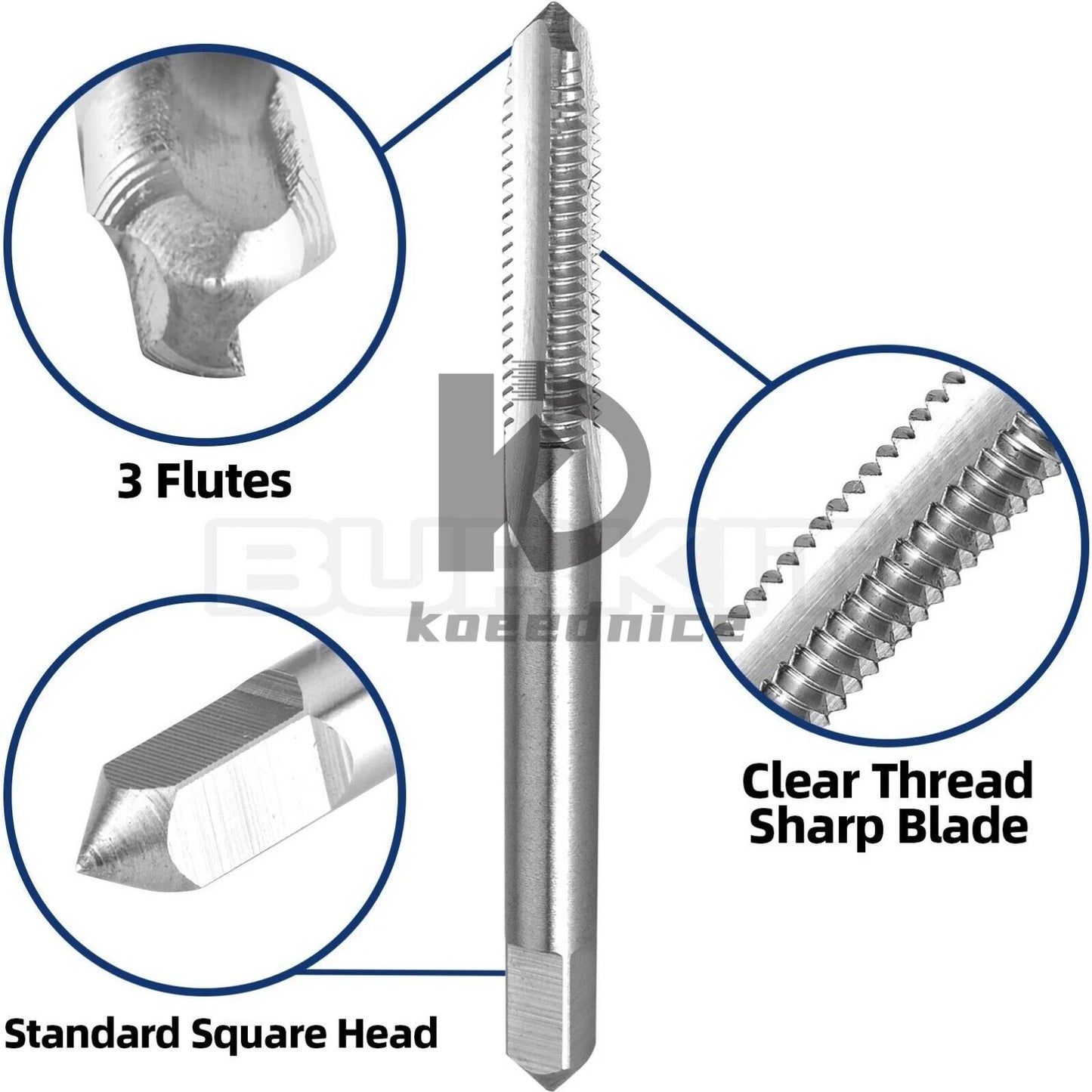 M6 X 0.75 Thread Tap Left Hand, HSS M6x0.75 Straight Fluted Machine Tap