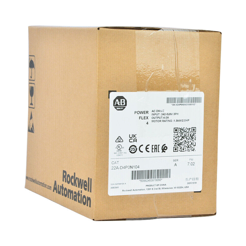 Sealed Allen-Bradley PowerFlex 4 AC Drive 1.5kW 2HP 22A D4P0N104 - ALLEN-BRADLEY