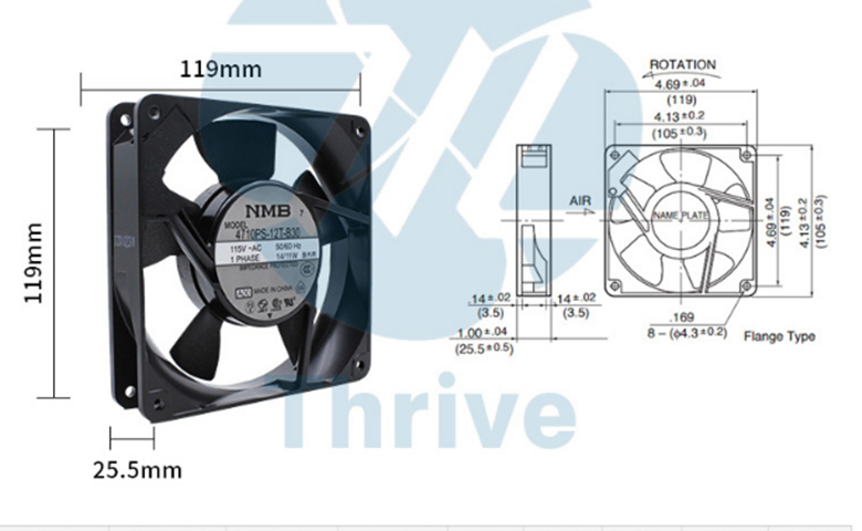 new NMB 4710PS-12T-B30 12 Cm AC Cooling Fan 12025 115V 14 - NMB