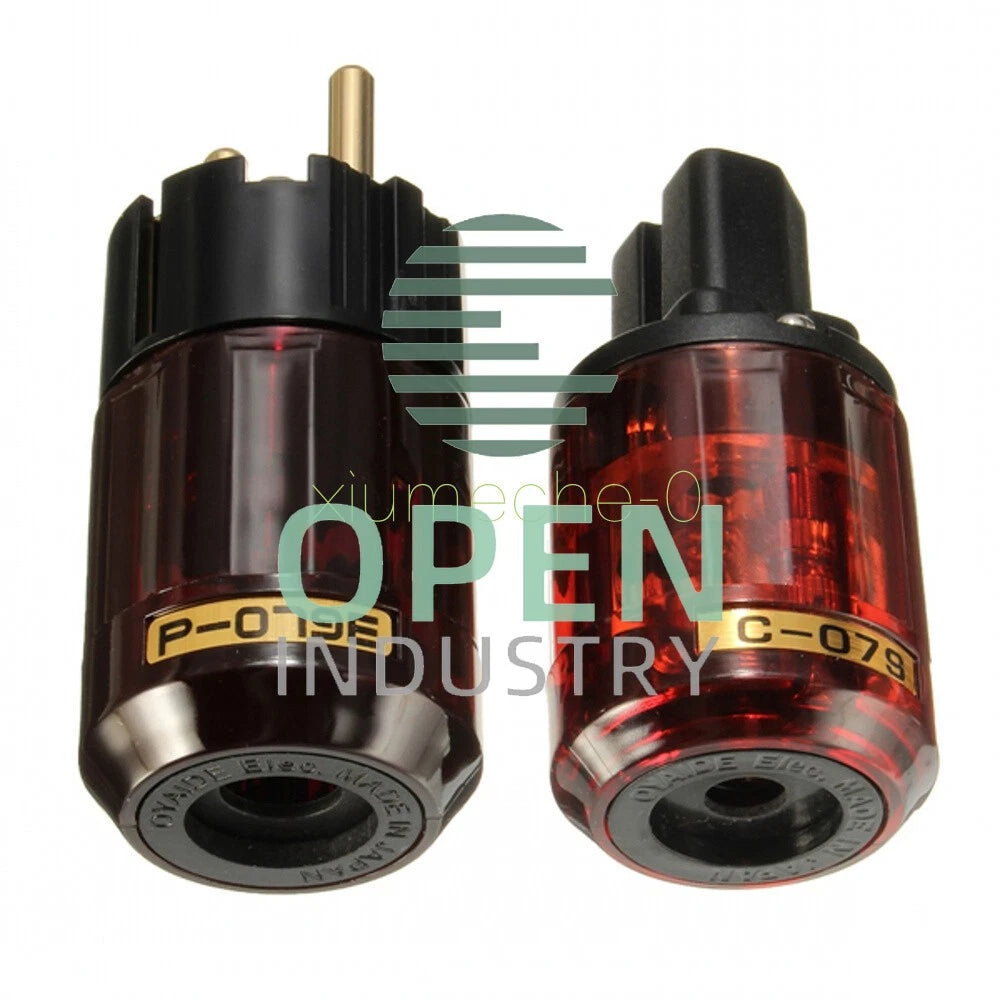 1 Pair P-079E+C079 24k Gold-Plated EU Power Plug ac power cord plugs