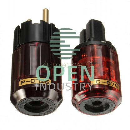 1 Pair P-079E+C079 24k Gold-Plated EU Power Plug ac power cord plugs
