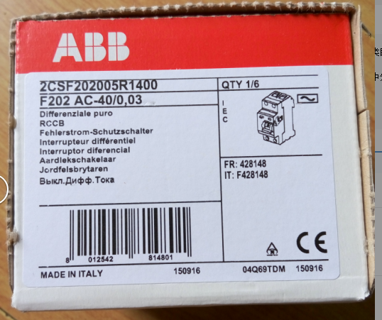 new 1 PCS ABB F202 AC-40/0.03 Residual current protector 2P 40A