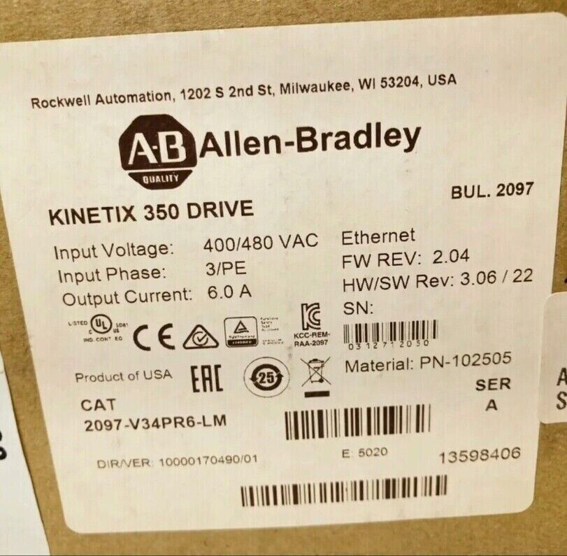 Allen Bradley 2097-V34PR6-LM/A Kinetex 350 Servo Driver 48V 2A - ALLEN BRADLEY
