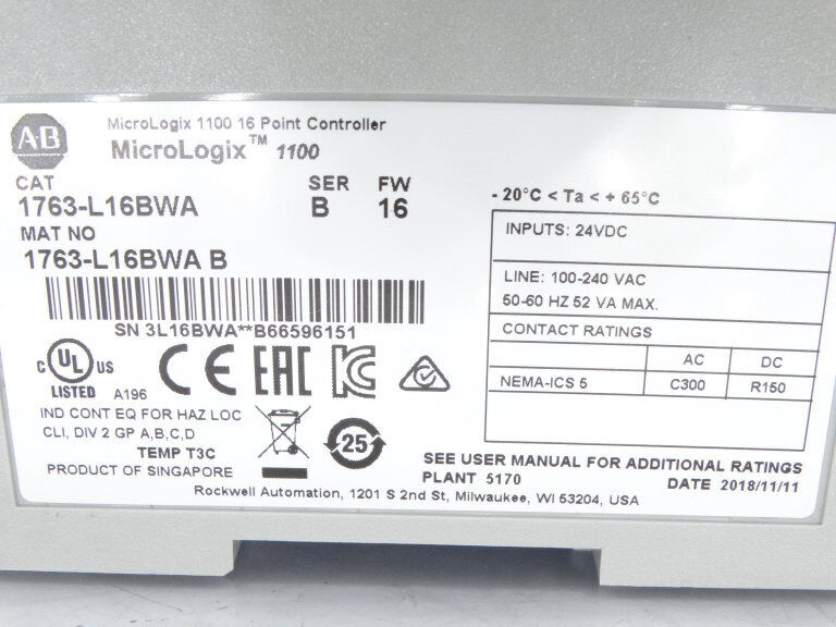 Allen Bradley 1763-L16BWA Series B PLC Module | High-Performance Control Solution for Industrial Applications - ALLEN BRADLEY