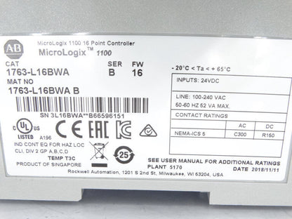 Allen Bradley 1763-L16BWA Series B PLC Module | High-Performance Control Solution for Industrial Applications - ALLEN BRADLEY