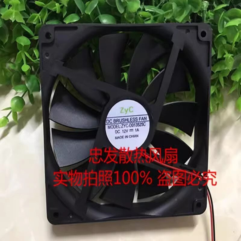 1PCS ZYC-D013525C DC12V 1A 135*135*25MM 2-Wire High Airflow Cooling Fan
