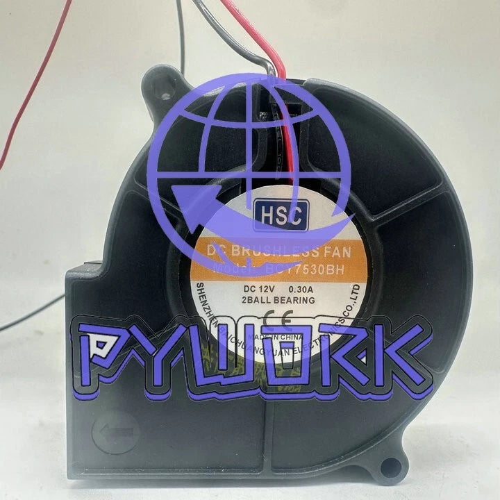 1 PCS HSC Fan BCY7530BH DC12V0.30A 7CM 2 wire blower fan cooling fan#