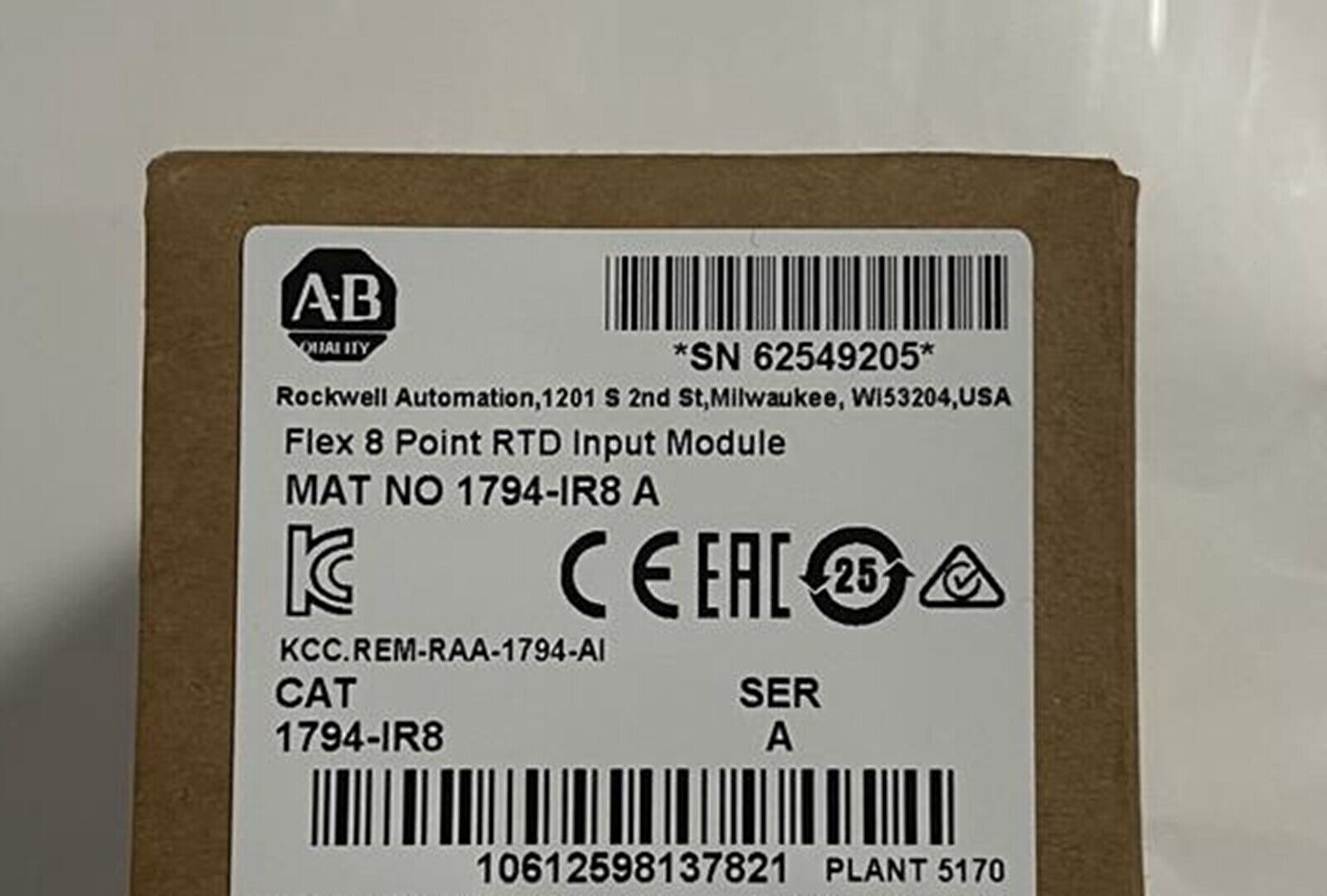 new  AB 1794-IR8 Ser A Flex 8 Point RTD Input Module 1794IR8 AB