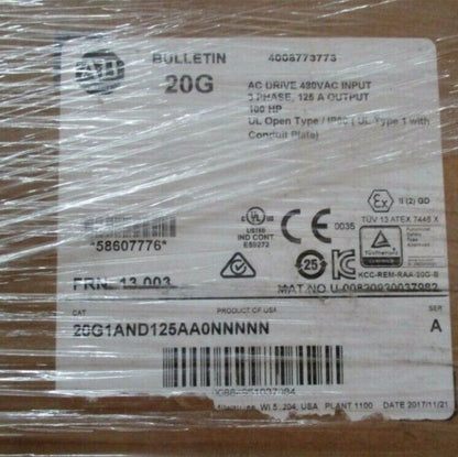 AB 20G1AND125AA0NNNNN PowerFlex Air Cooled 755 AC Drive Brand New - DELL