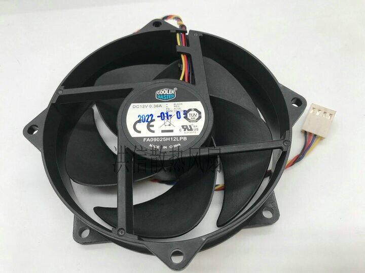 new 1 PCS COOLER MASTER Fan FA09025H12LPB DC 12V 0.36A 9.2CM round frame 4-wire fan - COILER MASTER